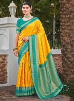 Silk Yellow Wedding Wear Weaving Saree